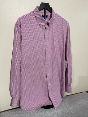 Nautica Navtech Men’s Pink Check Classic Fit Non-Iron Stretch Shirt